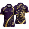 Maxcorners Darts Polo Shirt Elegant Golden Curved Stripes Wavy Lines Target Board Multi Options Personalized Name, Team Name Unisex 3D Shirt (4 Colors)