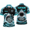 Maxcorners Darts Polo Shirt Angry Shark Open Mouth Ocean Waves Splatter Target Board Multi Options Personalized Name, Team Name Unisex 3D Shirt (4 Colors)