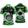 Maxcorners Darts Polo Shirt Angry Shark Open Mouth Ocean Waves Splatter Target Board Multi Options Personalized Name, Team Name Unisex 3D Shirt (4 Colors)