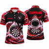 Maxcorners Darts Polo Shirt Angry Shark Open Mouth Ocean Waves Splatter Target Board Multi Options Personalized Name, Team Name Unisex 3D Shirt (4 Colors)