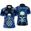 Maxcorners Darts Polo Shirt Radioactive Symbol Skull Sunglasses Lightning Bolts Toxic Slatter Target Board Multi Options Personalized Name, Team Name Unisex 3D Shirt (5 Colors)