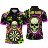 Maxcorners Darts Polo Shirt Radioactive Symbol Skull Sunglasses Lightning Bolts Toxic Slatter Target Board Multi Options Personalized Name, Team Name Unisex 3D Shirt (5 Colors)