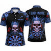 Maxcorners Darts Polo Shirt Crowned Skull King Crossed Arrows Dripping Slime Graffiti Target Board Multi Options Personalized Name, Team Name Unisex 3D Shirt (5 Colors)
