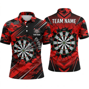 Maxcorners Darts Polo Shirt Camouflage Texture Cracked Wall Speed Lines Halftone Pattern Target Board Multi Options Personalized Name, Team Name Unisex 3D Shirt (5 Colors)