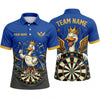 Maxcorners Darts Polo Shirt Royal Crown Duck Mascot Cloak Ribbon Wings Target Board Multi Options Personalized Name, Team Name Unisex 3D Shirt (4 Colors)