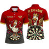 Maxcorners Darts Polo Shirt Royal Crown Duck Mascot Cloak Ribbon Wings Target Board Multi Options Personalized Name, Team Name Unisex 3D Shirt (4 Colors)