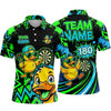 Maxcorners Darts Polo Shirt Cute Cool Duck Mascot Cap Sunglasses Graffiti Splatter Target Board Multi Options Personalized Name, Team Name Unisex 3D Shirt (5 Colors)