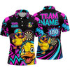 Maxcorners Darts Polo Shirt Cute Cool Duck Mascot Cap Sunglasses Graffiti Splatter Target Board Multi Options Personalized Name, Team Name Unisex 3D Shirt (5 Colors)