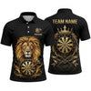 Maxcorners Darts Polo Shirt Royal Crowned Lion King Mane Crest Emblem Target Board Multi Options Personalized Name, Team Name Unisex 3D Shirt (5 Colors)