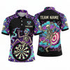 Maxcorners Darts Polo Shirt Skeleton Cap Sunglasses Unicycle Dancing Bones Skull Cloud Target Board Multi Options Personalized Name, Team Name Unisex 3D Shirt (5 Colors)