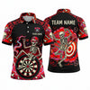 Maxcorners Darts Polo Shirt Skeleton Cap Sunglasses Unicycle Dancing Bones Skull Cloud Target Board Multi Options Personalized Name, Team Name Unisex 3D Shirt (5 Colors)