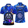 Maxcorners Darts Polo Shirt Crazy Monster Character Tongue Out Sharp Teeth Lightning Splatter Target Board Multi Options Personalized Name, Team Name Unisex 3D Shirt (5 Colors)