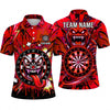 Maxcorners Darts Polo Shirt Crazy Monster Character Tongue Out Sharp Teeth Lightning Splatter Target Board Multi Options Personalized Name, Team Name Unisex 3D Shirt (5 Colors)