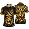 Maxcorners Darts Polo Shirt Powerful Roaring Lion King Mane Lightning Burst Target Board Multi Options Personalized Name, Team Name Unisex 3D Shirt (5 Colors)