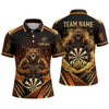 Maxcorners Darts Polo Shirt Fierce Grizzly Bear Mascot Claw Marks Smoke Target Board Multi Options Personalized Name, Team Name Unisex 3D Shirt (4 Colors)