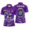 Maxcorners Darts Polo Shirt Fierce Shark Open Mouth Sharp Teeth Ocean Waves Splatter Target Board Multi Options Personalized Name, Team Name Unisex 3D Shirt (4 Colors)