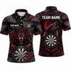 Maxcorners Darts Polo Shirt Angry Howling Wolf Mascot Claws Camo Pattern Smoke Target Board Multi Options Personalized Name, Team Name Unisex 3D Shirt (5 Colors)