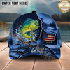 Maxcorners Fishing Midnight Bass Hunter Hooked on Nature Personalized 3D Cap  (11 Fish Species)