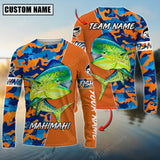 Maxcorner Mahi-Mahi Fishing Blue Orange Camo Pattern Personalized 3D Long Sleeve Shirt