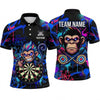 Maxcorners Darts Polo Shirt Funny Monkey Chimp Mascot Street Art Graffiti Paint Splatter Target Board Multi Options Personalized Name, Team Name Unisex 3D Shirt (5 Colors)