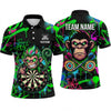 Maxcorners Darts Polo Shirt Funny Monkey Chimp Mascot Street Art Graffiti Paint Splatter Target Board Multi Options Personalized Name, Team Name Unisex 3D Shirt (5 Colors)