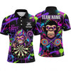 Maxcorners Darts Polo Shirt Funny Monkey Chimp Mascot Street Art Graffiti Paint Splatter Target Board Multi Options Personalized Name, Team Name Unisex 3D Shirt (5 Colors)