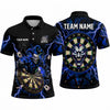 Maxcorners Darts Polo Shirt Evil Joker Clown Mascot Playing Cards Electric Lightning Target Board Multi Options Personalized Name, Team Name Unisex 3D Shirt (5 Colors)