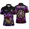 Maxcorners Darts Polo Shirt Evil Joker Clown Mascot Playing Cards Electric Lightning Target Board Multi Options Personalized Name, Team Name Unisex 3D Shirt (5 Colors)