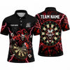 Maxcorners Darts Polo Shirt Evil Joker Clown Mascot Playing Cards Electric Lightning Target Board Multi Options Personalized Name, Team Name Unisex 3D Shirt (5 Colors)