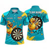 Maxcorners Darts Polo Shirt Cute Crowned Duck Mascot Sunglasses Stars Paint Splatter Target Board Multi Options Personalized Name, Team Name Unisex 3D Shirt (5 Colors)