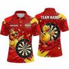 Maxcorners Darts Polo Shirt Cute Crowned Duck Mascot Sunglasses Stars Paint Splatter Target Board Multi Options Personalized Name, Team Name Unisex 3D Shirt (5 Colors)