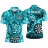 Maxcorners Darts Polo Shirt Roaring Lion Mascot Fiery Lightning Smoke Aura Target Board Multi Options Personalized Name, Team Name Unisex 3D Shirt (5 Colors)