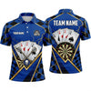 Maxcorners Darts Polo Shirt Four Aces Playing Cards Skull Crest Checkered Pattern Lightning Target Board Multi Options Personalized Name, Team Name Unisex 3D Shirt (5 Colors)