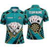 Maxcorners Darts Polo Shirt Four Aces Playing Cards Skull Crest Checkered Pattern Lightning Target Board Multi Options Personalized Name, Team Name Unisex 3D Shirt (5 Colors)
