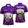 Maxcorners Darts Polo Shirt Four Aces Playing Cards Skull Crest Checkered Pattern Lightning Target Board Multi Options Personalized Name, Team Name Unisex 3D Shirt (5 Colors)