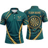 Maxcorners Darts Polo Shirt Elegant Curved Stripes Geometric Lines Crest Frame Target Board Multi Options Personalized Name, Team Name Unisex 3D Shirt (5 Colors)
