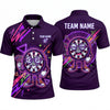 Maxcorners Darts Polo Shirt Cartoon Target Character Eyeglasses Sneakers Retro Neon Splatter Multi Options Personalized Name, Team Name Unisex 3D Shirt (5 Colors)