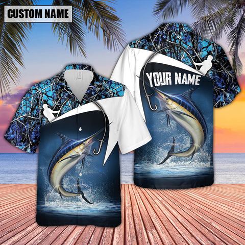 Maxcorners Fishing Marlin Personalized All Over Print 3D Hawaiian Shirt