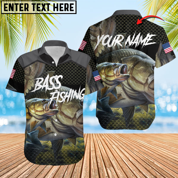 Maxcorner Bass Personalized Fishing Water Flow 3D Hawaiian Shirt