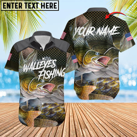 Maxcorner Walleyes Personalized Fishing Water Flow 3D Hawaiian Shirt