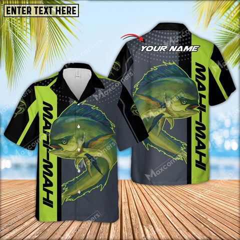 Maxcorners Mahi-mahi Fishing Green Line Sport Jersey Personalized Name And Team Name Hawaiian Shirt