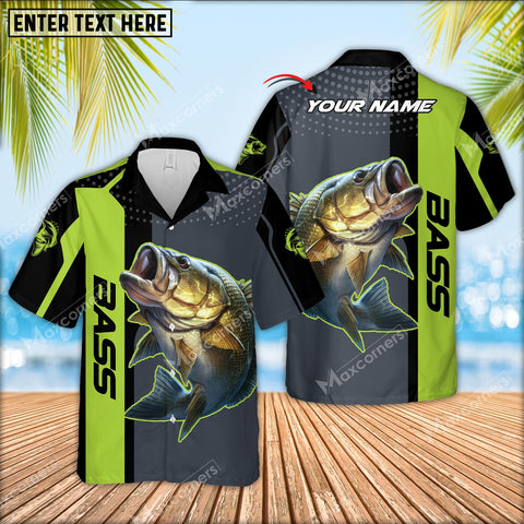 Maxcorners Bass Fishing Green Line Sport Jersey Personalized Name And Team Name Hawaiian Shirt