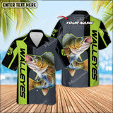 Maxcorners Walleyes Fishing Green Line Sport Jersey Personalized Name And Team Name Hawaiian Shirt