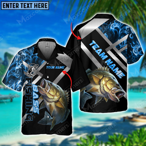 Maxcorners Fishing Bass Personalized All Over Print 3D Hawaiian Shirt