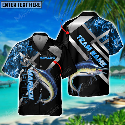 Maxcorners Fishing Marlin Personalized All Over Print 3D Hawaiian Shirt