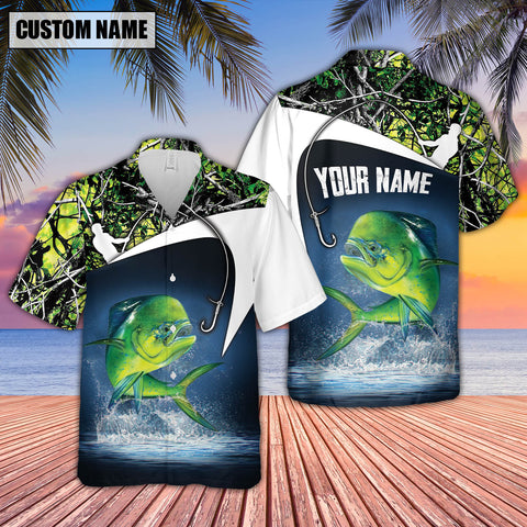 Maxcorners Fishing Mahi-Mahi Personalized All Over Print 3D Hawaiian Shirt