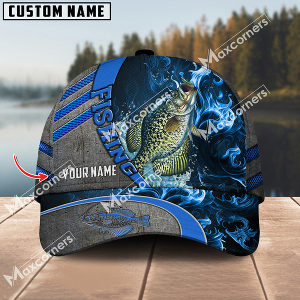 Maxcorners Crappie Fishing Blue Smoke Pattern Personalized Classic 3D Cap