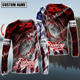 Maxcorner Crappie Fishing Jersey Red Lightning Pattern Personalized 3D Long Sleeve Shirt