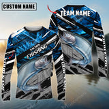 Maxcorner Salmon Fishing Blue Camo Pattern  Personalized 3D Long Sleeve Shirt