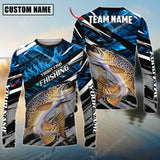 Maxcorner Trout Fishing Blue Camo Pattern  Personalized 3D Long Sleeve Shirt